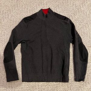Victorinox Zip Mock Sweater Elbow Patches Black Red Pullover Size S